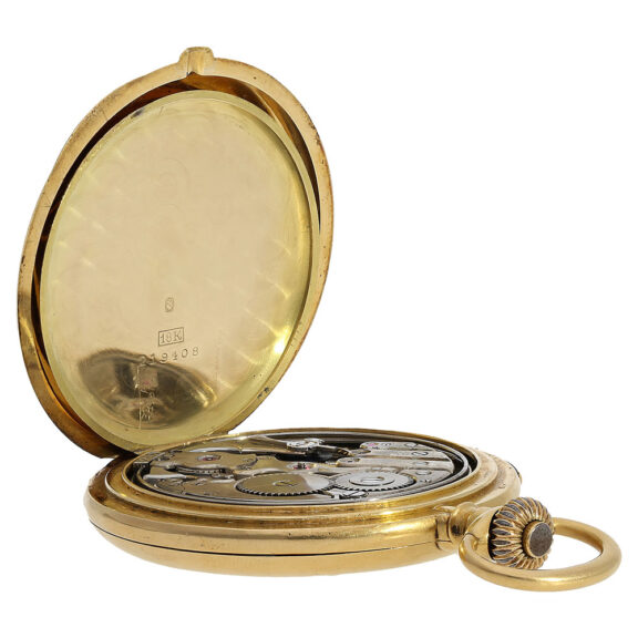 Swiss 18K gold minute repeating full hunter watch Circa 1915 Swiss 18K gold minute repeating full hunter watch Circa 1915