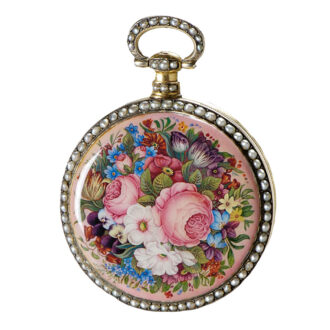 Swiss silver enamel and pearl set duplex watch Circa 1840