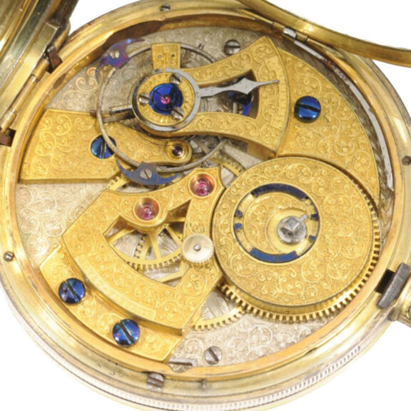 Swiss silver, enamel and pearl set duplex watch Circa 1840 Swiss silver, enamel and pearl set duplex watch Circa 1840