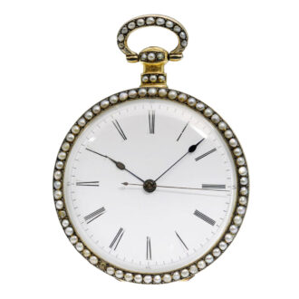 Swiss silver, enamel and pearl set duplex watch Circa 1840