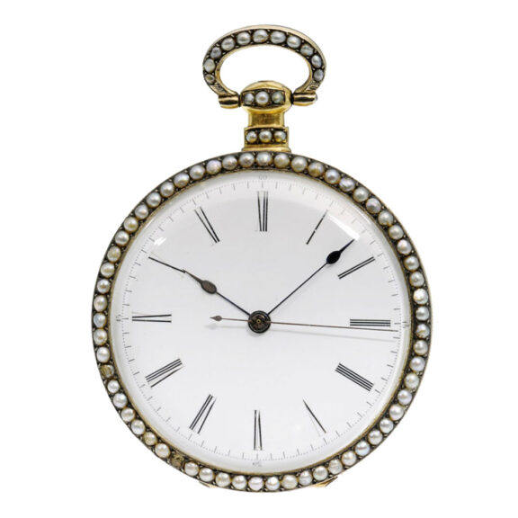 Swiss silver, enamel and pearl set duplex watch Circa 1840 Swiss silver, enamel and pearl set duplex watch Circa 1840
