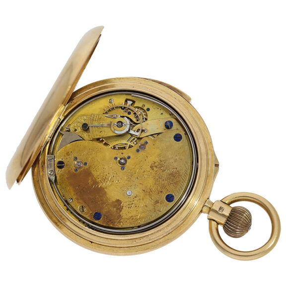 English gold hunting cased minute repeating lever Circa 1875 English gold hunting cased minute repeating lever Circa 1875