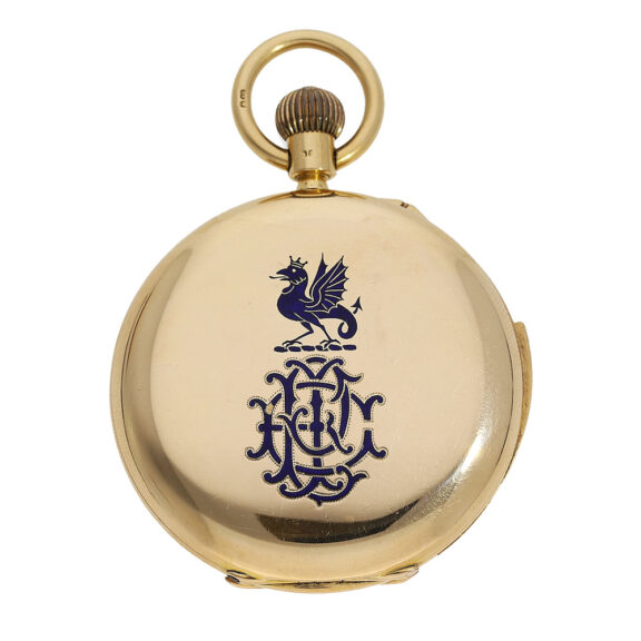 English gold hunting cased minute repeating lever Circa 1875 English gold hunting cased minute repeating lever Circa 1875