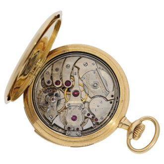 Swiss gold minute repeating keyless pocket watch Circa 1912