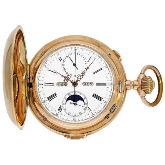 Swiss gold complicated astronomical lever watch Circa 1900