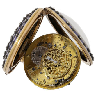 French 20K gold blue enamel repeating à-toc watch Circa 1770 French 20K gold blue enamel repeating à-toc watch Circa 1770
