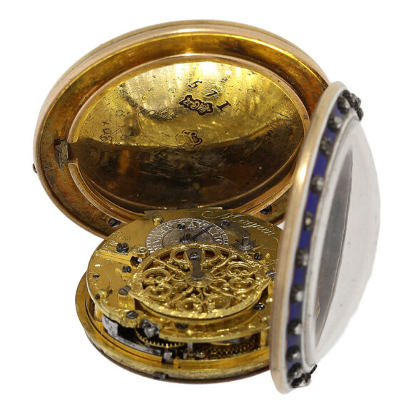 French 20K gold blue enamel repeating à-toc watch Circa 1770 French 20K gold blue enamel repeating à-toc watch Circa 1770