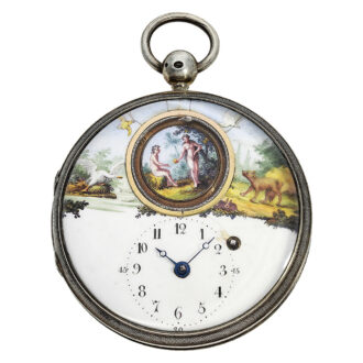 Swiss silver open faced verge with automaton Circa 1800