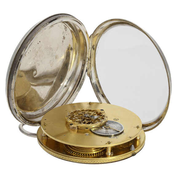 Swiss silver open faced verge with automaton Circa 1800 Swiss silver open faced verge with automaton Circa 1800