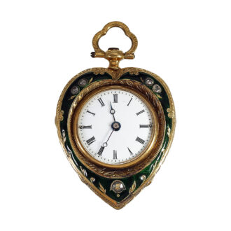 French gold and enamel watch in the shape of a heart Circa 1850