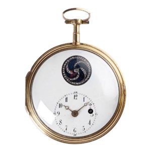 English gold verge watch with visible diamond set balance Circa 1800