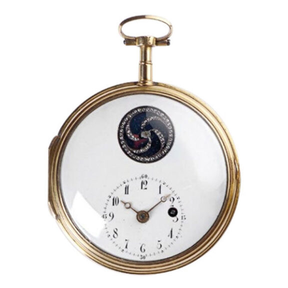 English gold verge watch with visible diamond set balance Circa 1800