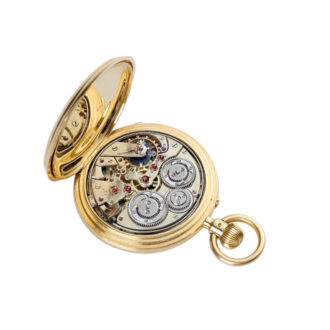 English gold hunting cased minute repeating pocket watch Circa 1906
