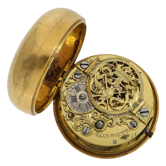 English 20K gold verge repoussé pocket watch Circa 1777 English 20K gold verge repoussé pocket watch Circa 1777