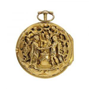 English 20K gold verge repoussé pocket watch Circa 1777