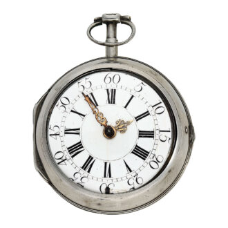 Early English silver pair-cased verge pocket watch Circa 1700