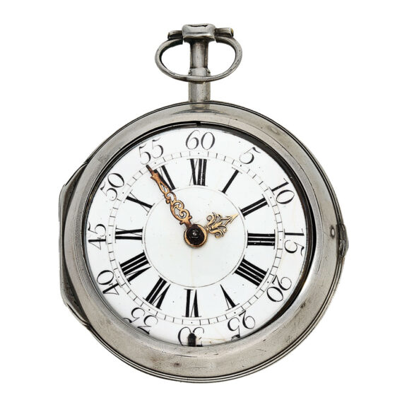 Early English silver pair-cased verge pocket watch Circa 1700