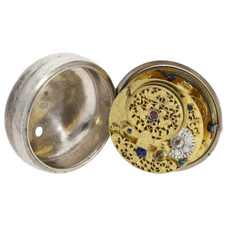 Early English silver pair-cased verge pocket watch Circa 1700