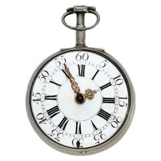 Early English silver pair-cased verge pocket watch Circa 1700
