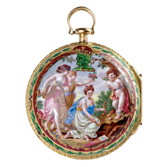English gold pair cased enamel pocket watch Circa 1740