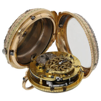 French multi-coloured gold quarter repeating verge watch Circa 1775 French multi-coloured gold quarter repeating verge watch Circa 1775