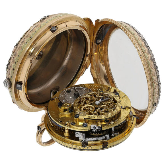 French multi-coloured gold quarter repeating verge watch Circa 1775 French multi-coloured gold quarter repeating verge watch Circa 1775