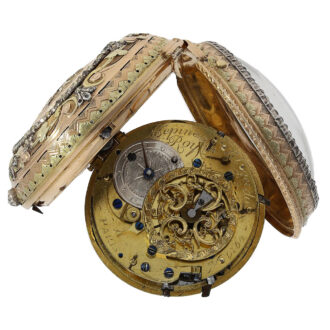 French multi-coloured gold quarter repeating verge watch Circa 1775 French multi-coloured gold quarter repeating verge watch Circa 1775