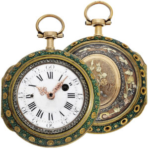 French multi-coloured gold quarter repeating verge watch Circa 1775