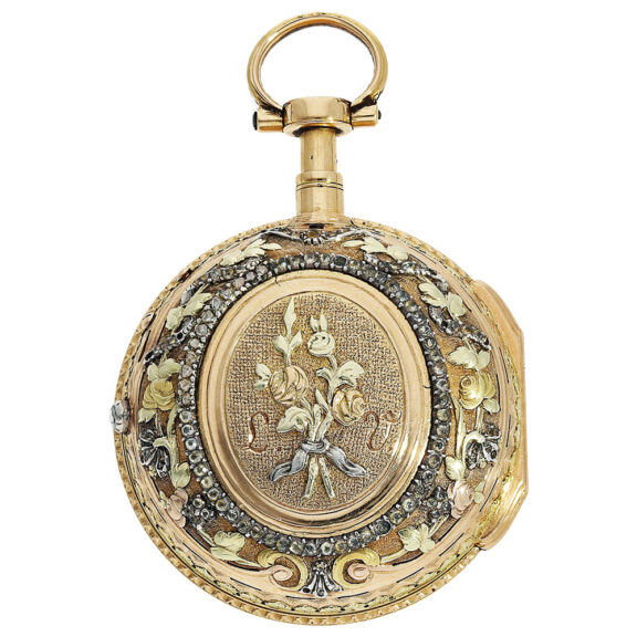 French multi-coloured gold quarter repeating verge watch Circa 1775 French multi-coloured gold quarter repeating verge watch Circa 1775
