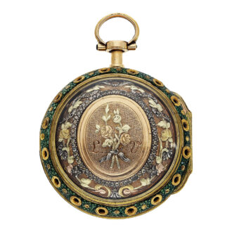 French multi-coloured gold quarter repeating verge watch Circa 1775 French multi-coloured gold quarter repeating verge watch Circa 1775