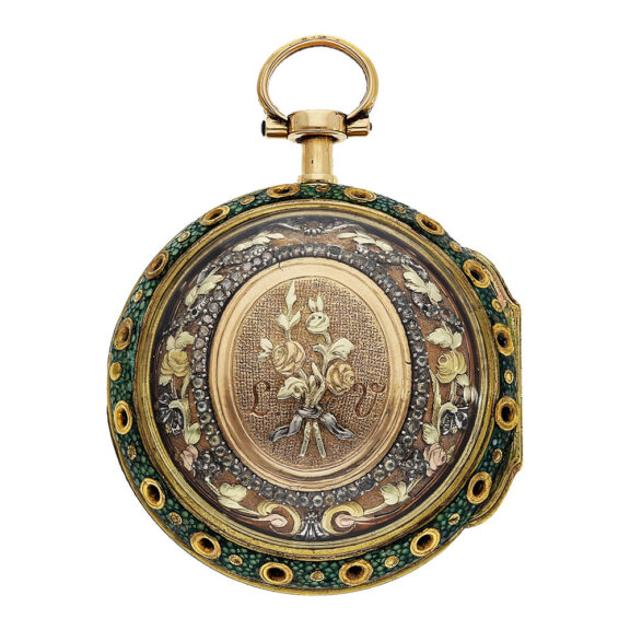 French multi-coloured gold quarter repeating verge watch Circa 1775 French multi-coloured gold quarter repeating verge watch Circa 1775