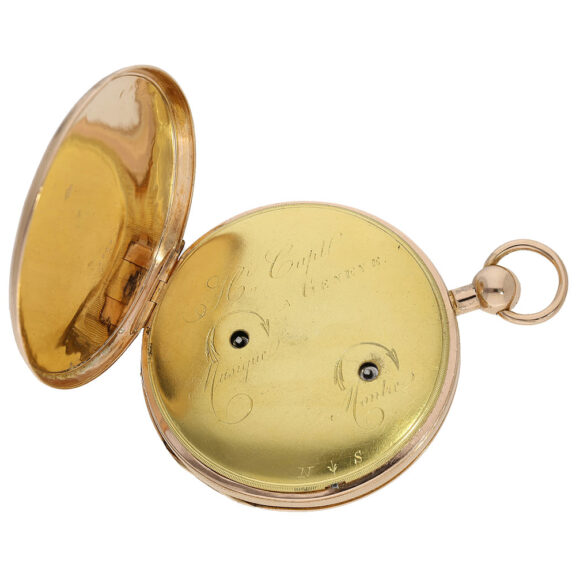 Swiss 18K gold quarter repeating musical pocket watch Circa 1820 Swiss 18K gold quarter repeating musical pocket watch Circa 1820