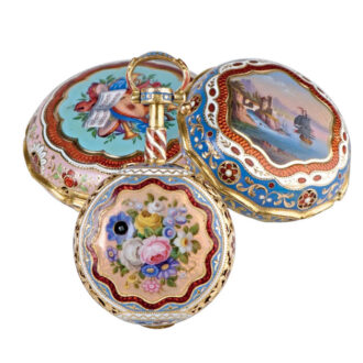 English quarter repeating enamel verge pocket watch Circa 1878