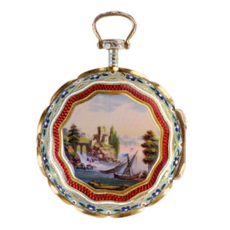 English gold enamel triple cased verge