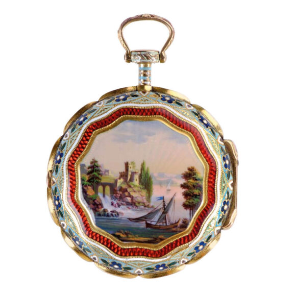English gold enamel triple cased verge