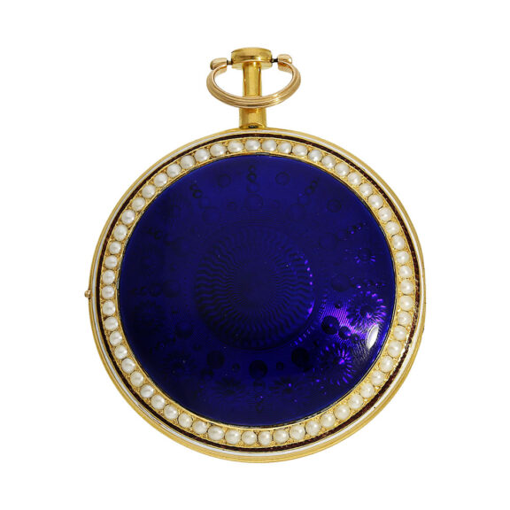 English gold/enamel pocket watch with pearl setting Circa 1800 English gold/enamel pocket watch with pearl setting Circa 1800