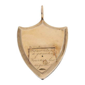 Swiss gold shield-shaped watch with two small dials Circa 1800