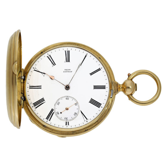 Heavy English gold hunting cased detent pocket watch Circa 1875