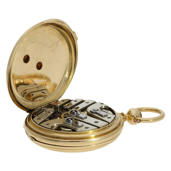 Heavy English gold hunting cased detent pocket watch Circa 1875 Heavy English gold hunting cased detent pocket watch Circa 1875