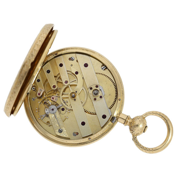 Very fine Swiss 18K gold cabriolet detent pocket watch Circa 1860 Very fine Swiss 18K gold cabriolet detent pocket watch Circa 1860