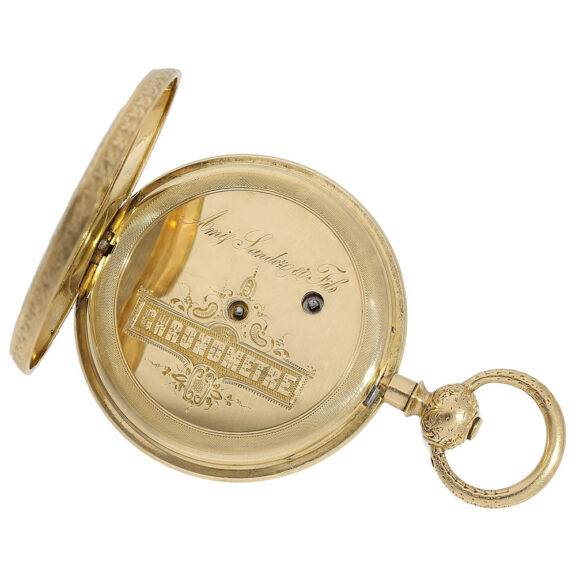 Very fine Swiss 18K gold cabriolet detent pocket watch Circa 1860 Very fine Swiss 18K gold cabriolet detent pocket watch Circa 1860