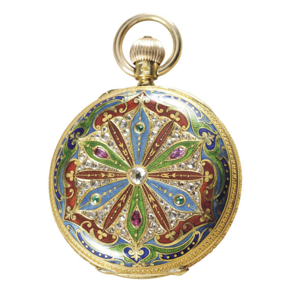 American gold, enamel and diamond set watch Circa 1904 American gold, enamel and diamond set watch Circa 1904