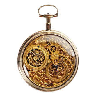 German gold rare skeletonized pocket watch Circa 1800