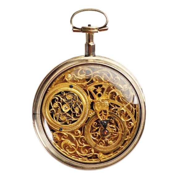 German gold rare skeletonized pocket watch Circa 1800