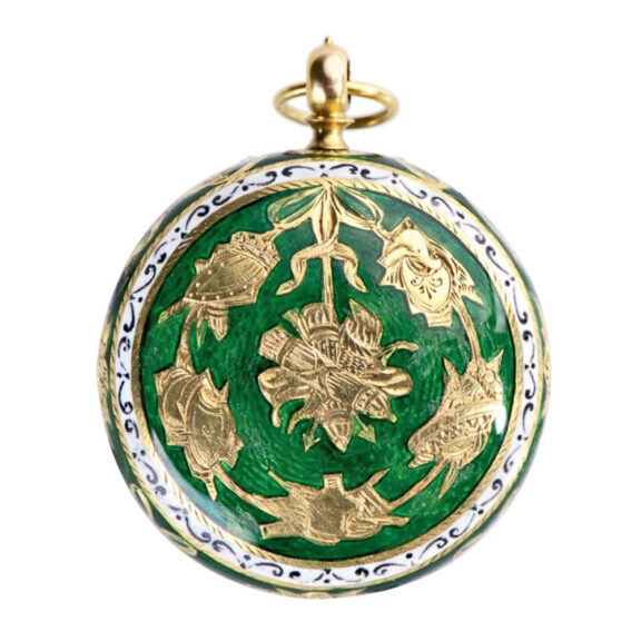 French gold pre balance miniature enamel watch Circa 1660