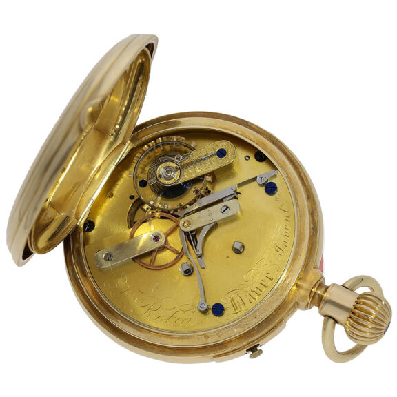French gold pocket watch with experimental chronograph Circa 1870 French gold pocket watch with experimental chronograph Circa 1870