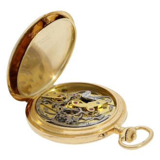 Rare Swiss 18K gold watch with chronograph and counter Circa 1916