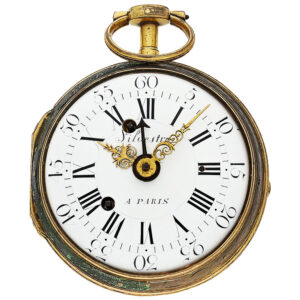 Early small French brass coach clock with alarm Circa 1760