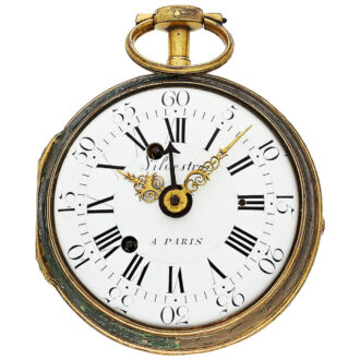 Early small French brass coach clock with alarm Circa 1760