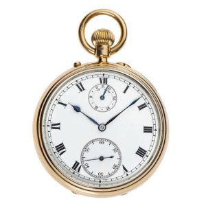 English gold precision watch with tourbillon Circa 1912